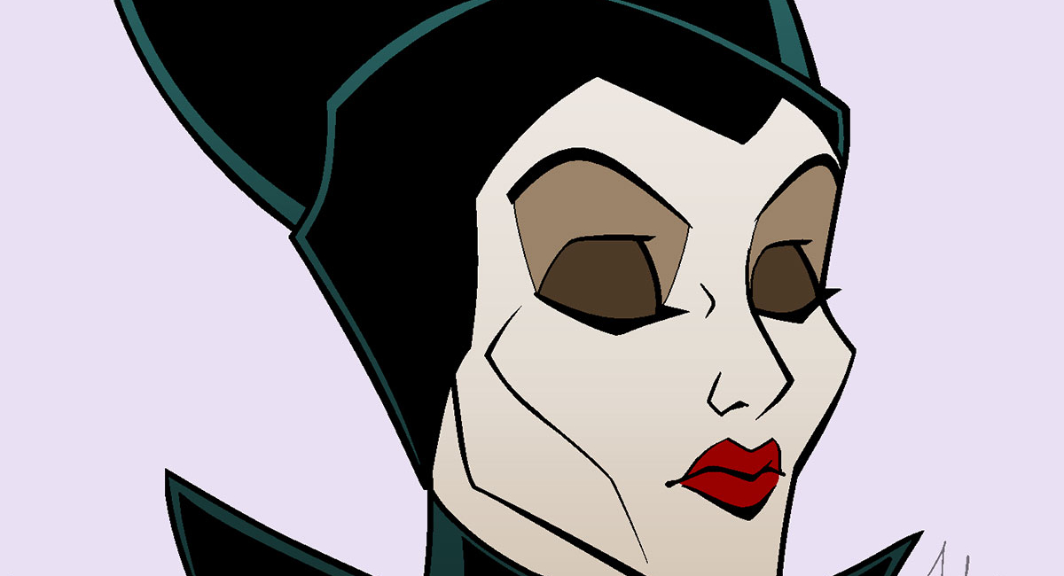 Maleficent with eyes closed.