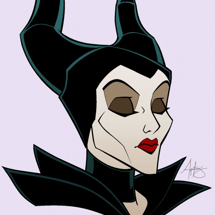 Maleficent with eyes closed.